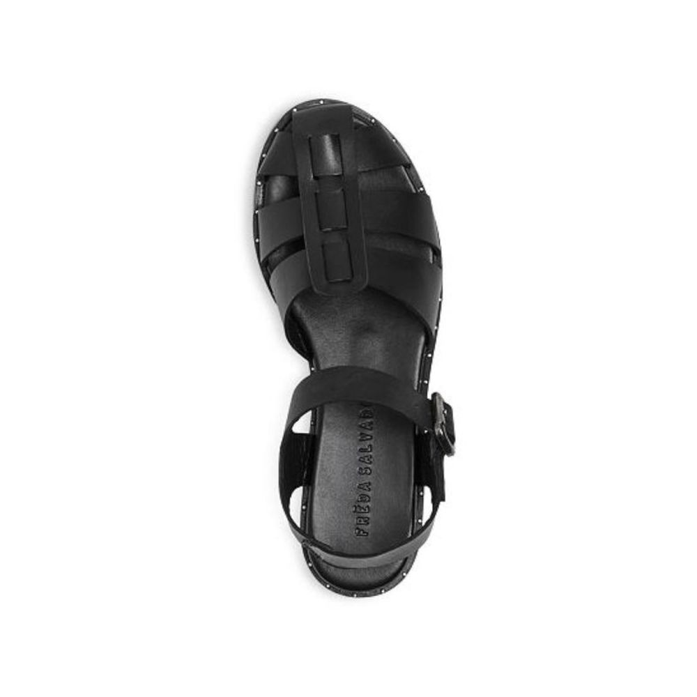 FREDA SALVADOR Womens Black Cutouts Studded Sera Round Toe Leather Sandals 6 - Picture 3 of 3